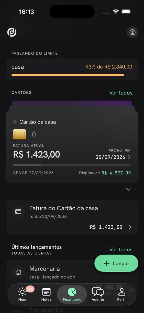 Tela Financeiro da ProOps Pessoal
