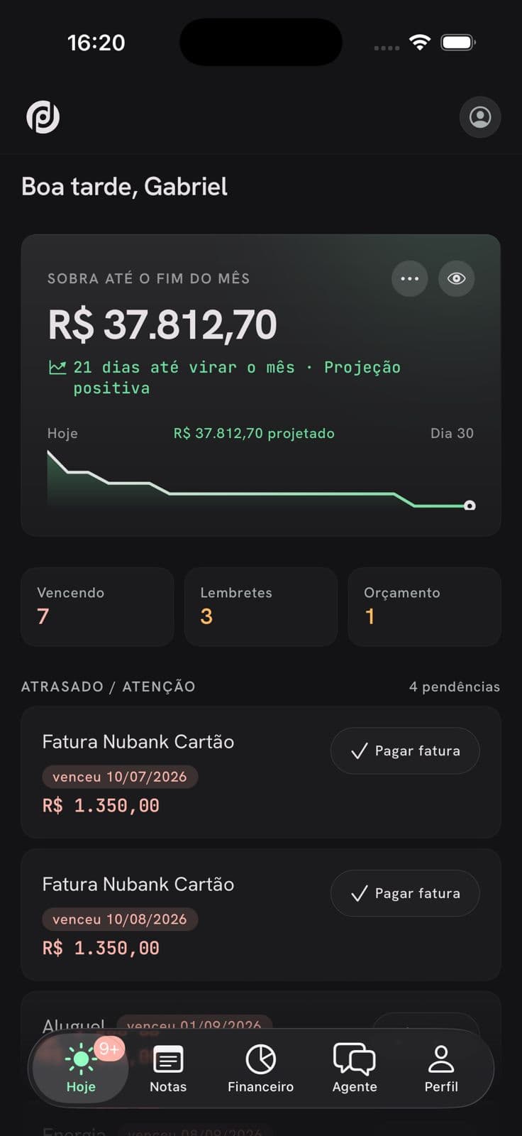 Tela inicial da ProOps Pessoal